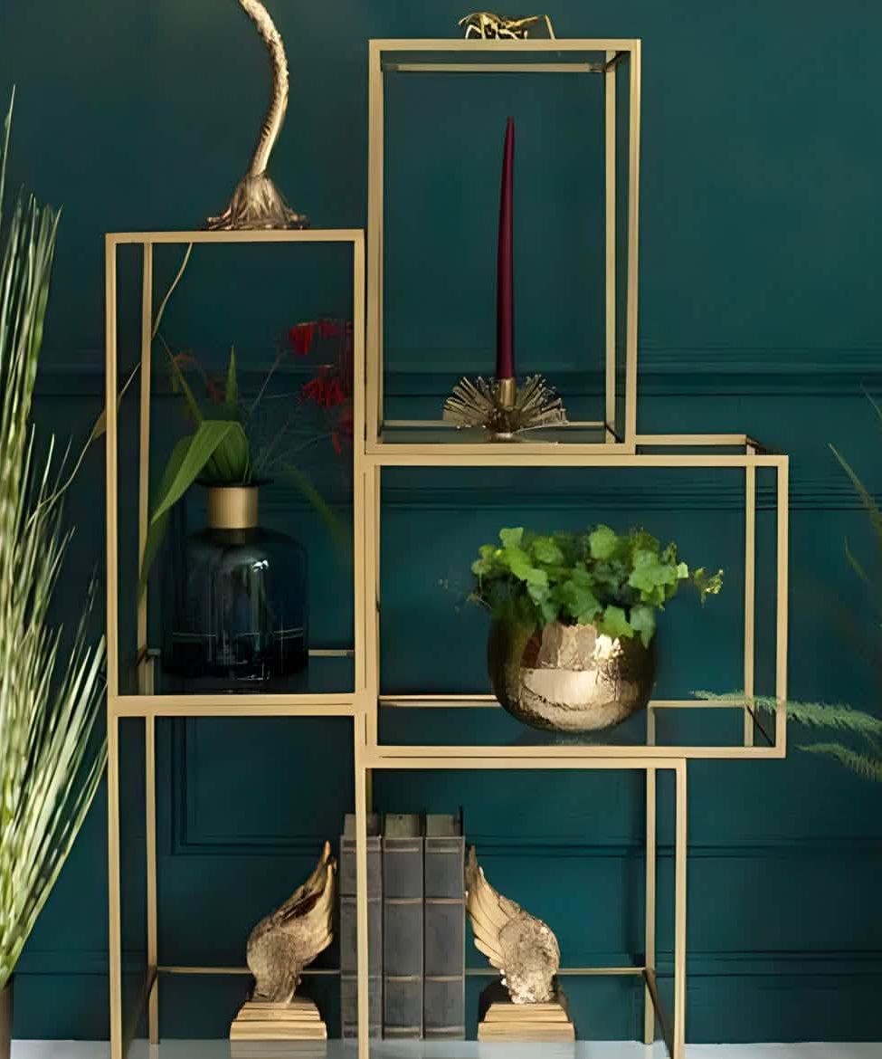 NArt156 - وحدة أرفف معدن و زجاج