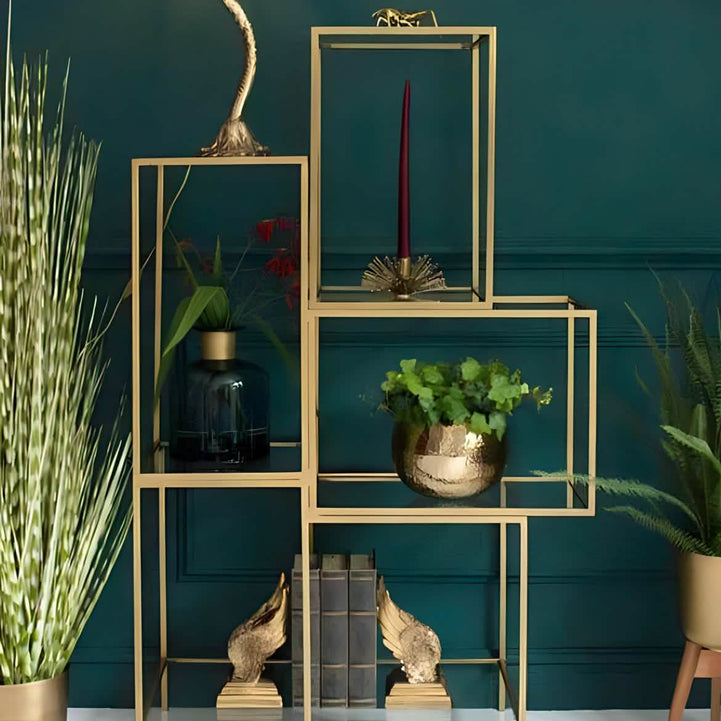 NArt156 - Metal and Glass Shelving Unit