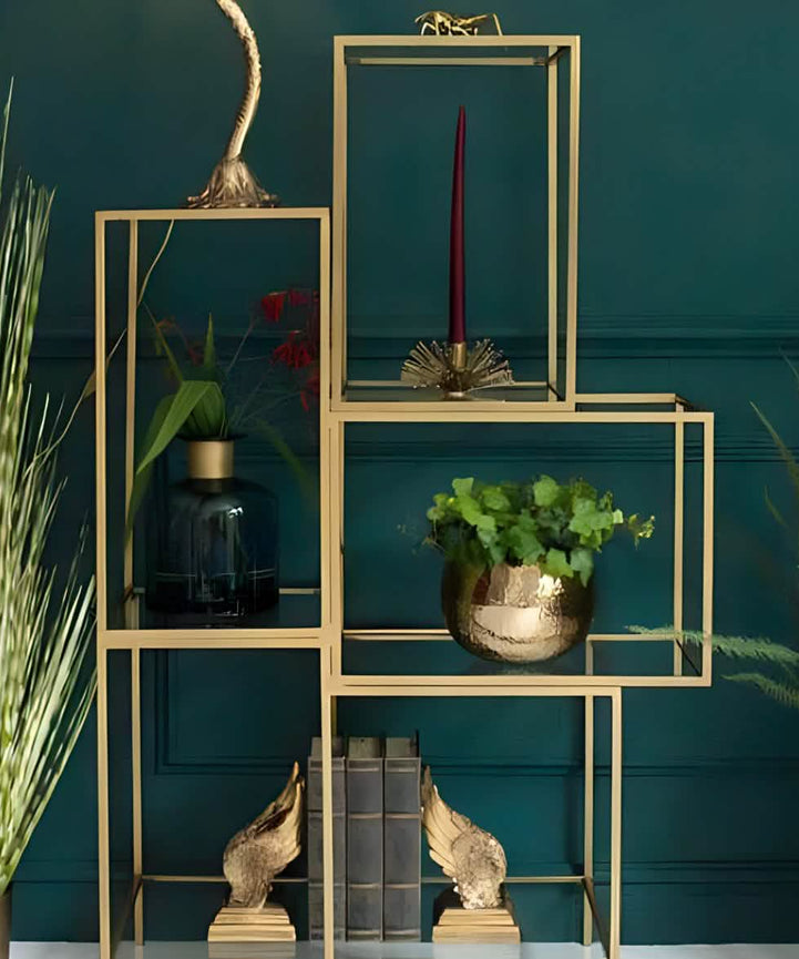 NArt156 - Metal and Glass Shelving Unit