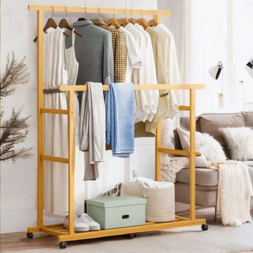 استاند ملابس خشب طبيعي