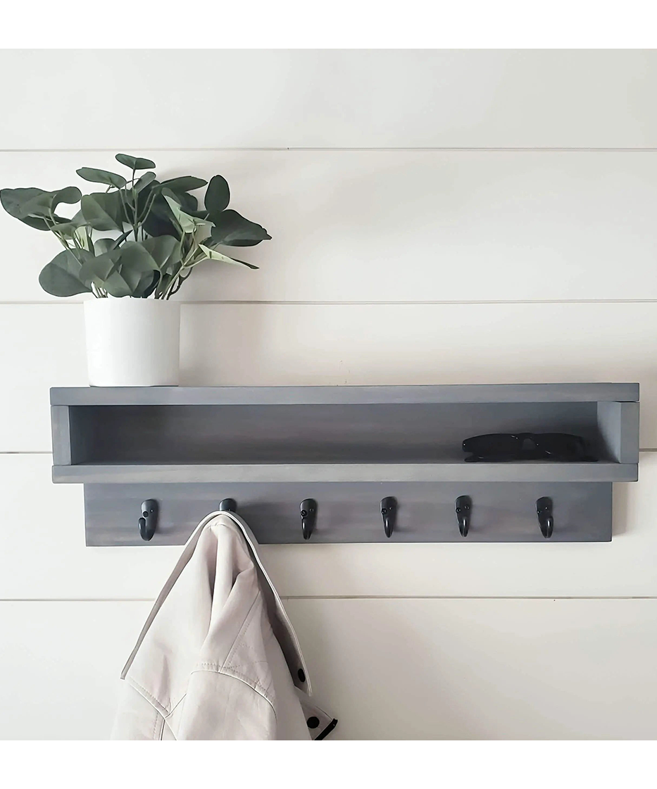 ART.W.AW 0236-رف خشبي معلق بعلاقات