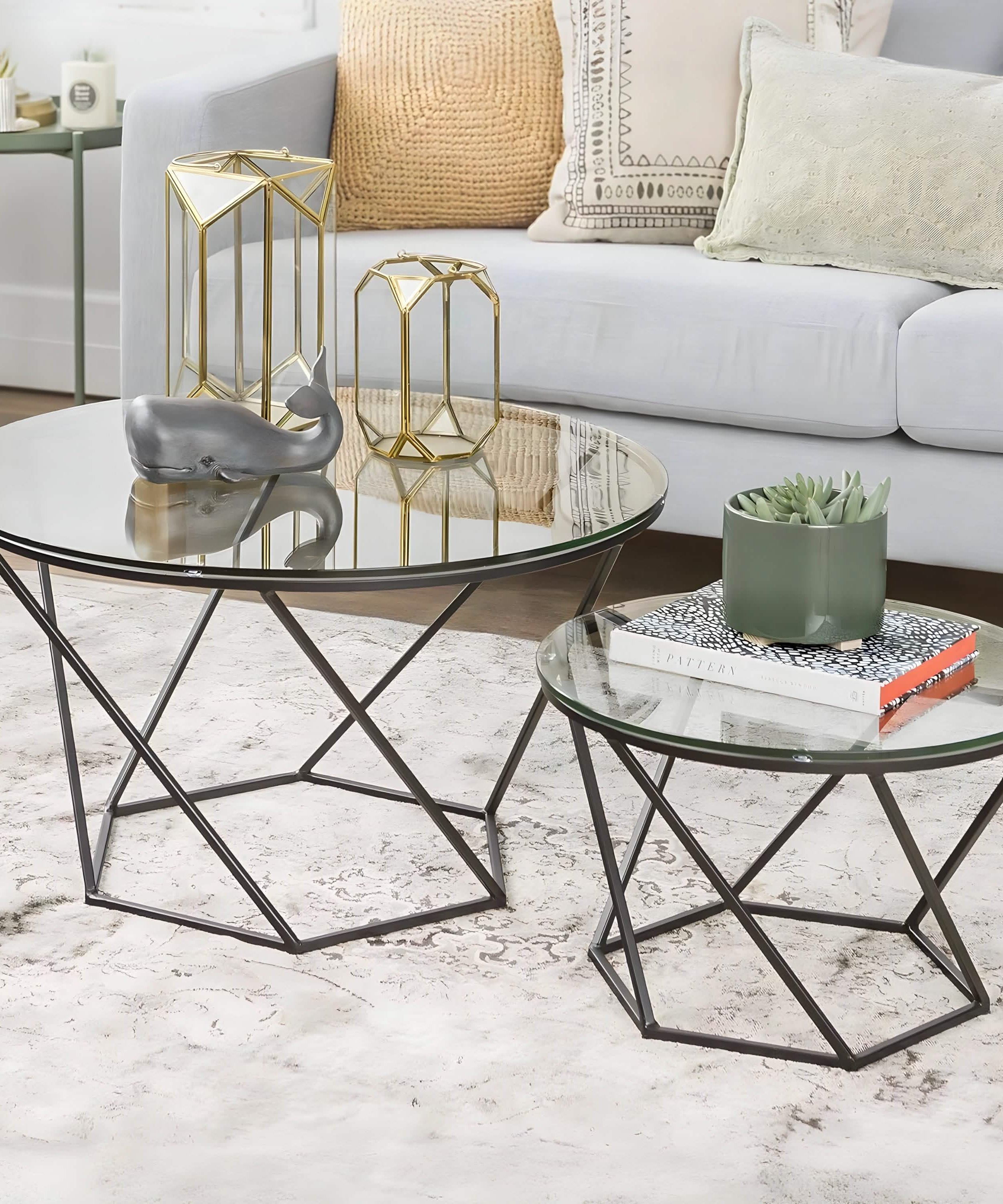 NArt213 - ترابيزة قهوة بسطح زجاج