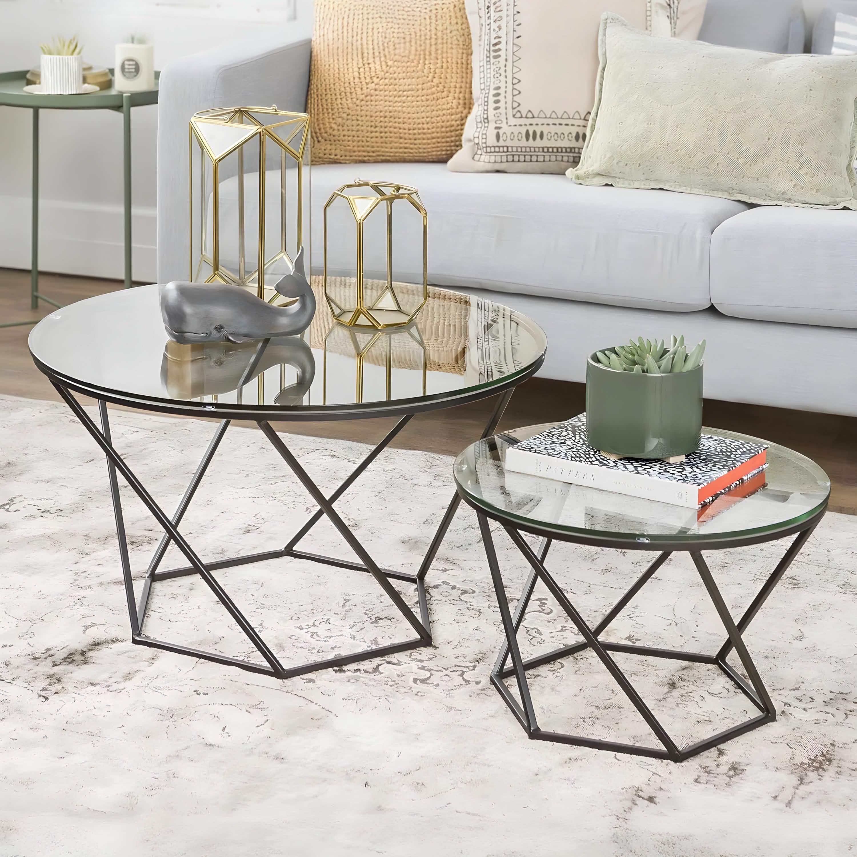 NArt213 - ترابيزة قهوة بسطح زجاج