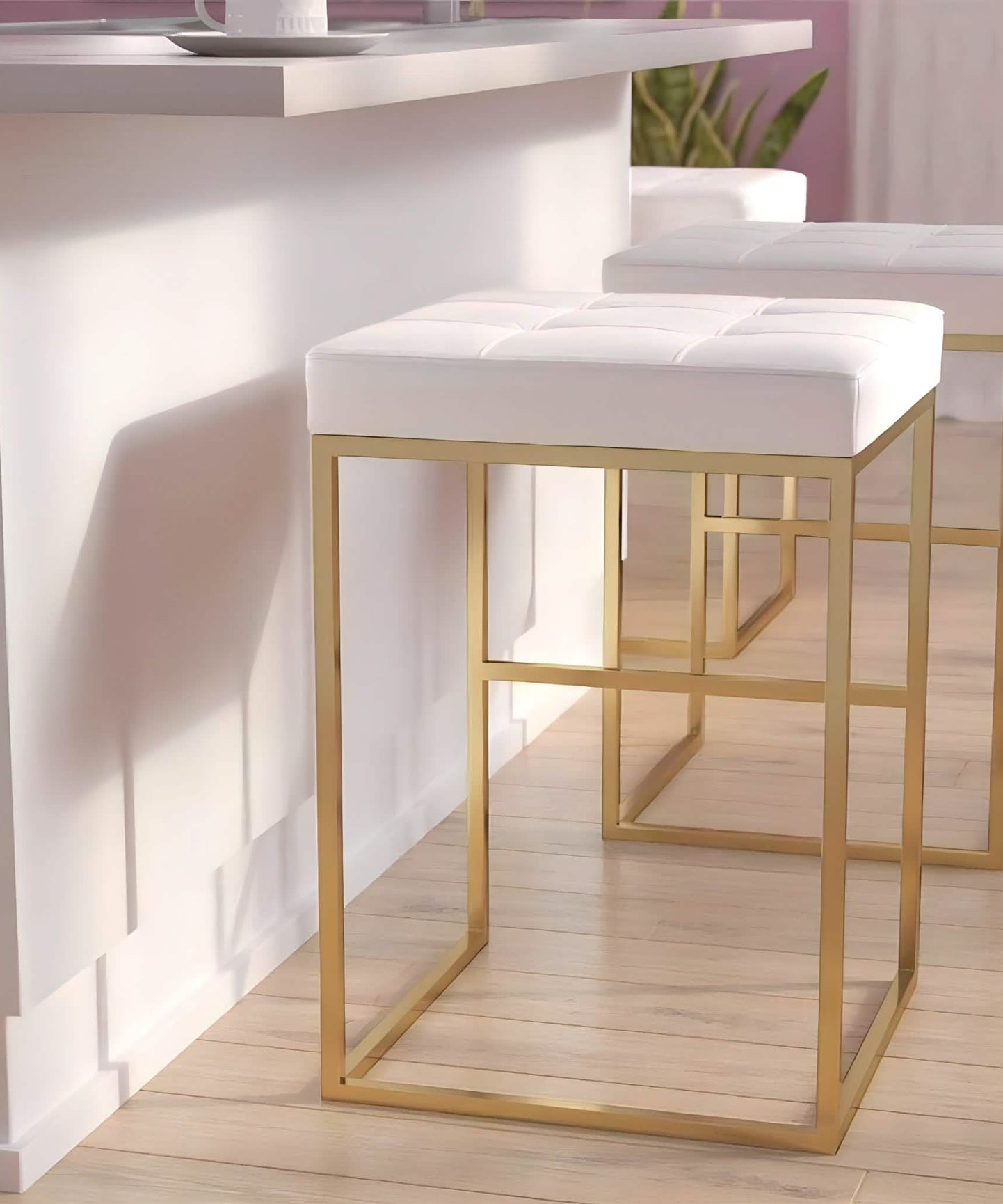 NArt247- كرسي بار معدن و جلد