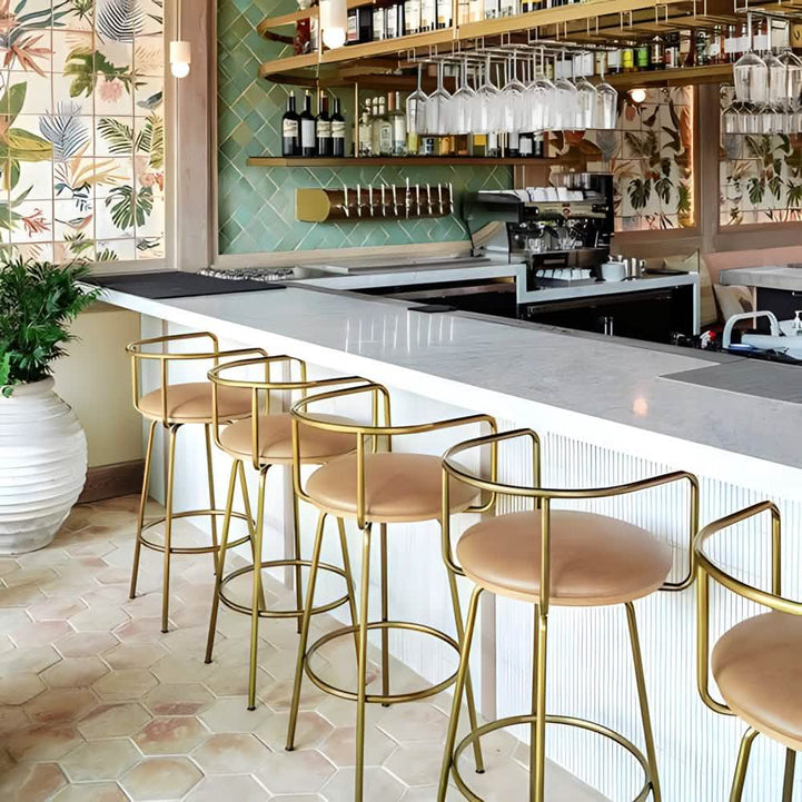 NArt255- Metal and leather bar chair