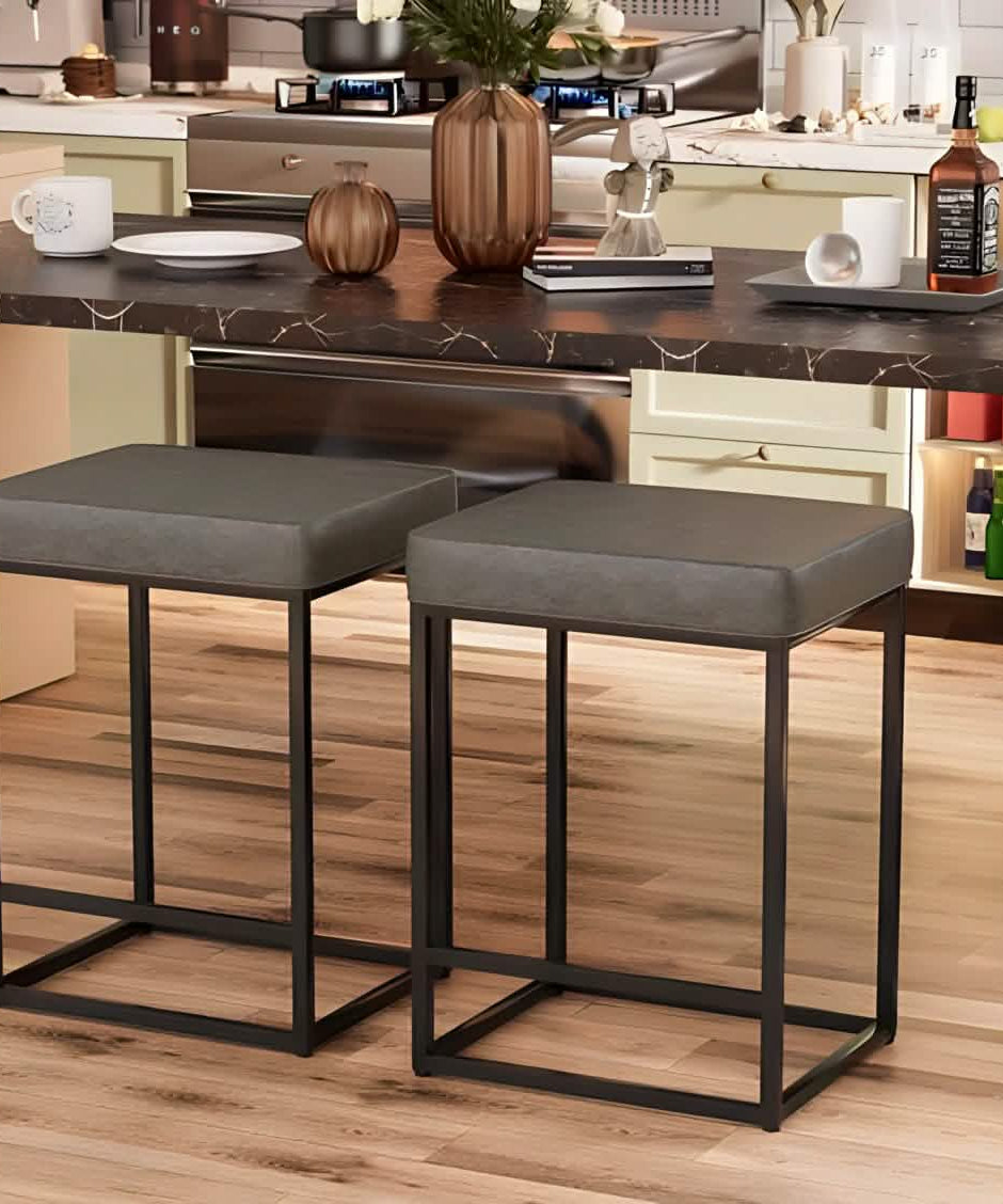 NArt266 - كرسي بار معدن و جلد