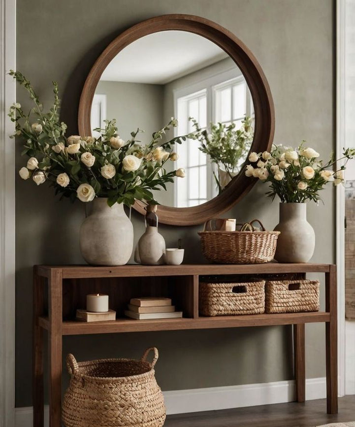 كونسول مع مرايا خشب سويد طبيعي  -  ART.W.AW1047