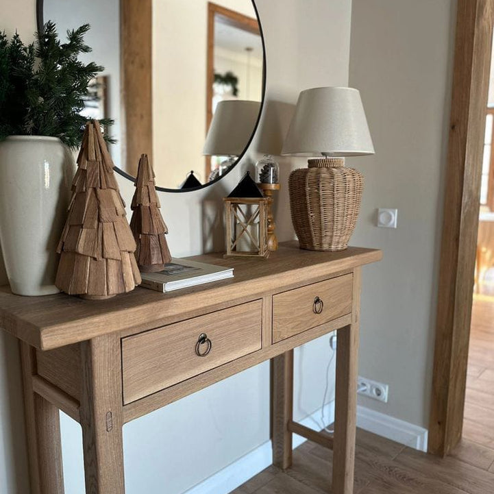 Console with mirrors, natural suede wood - ART.W.AW1043