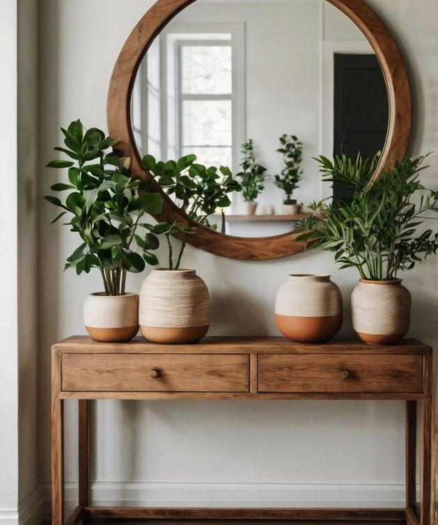 كونسول مع مرايا خشب سويد طبيعي  -  ART.W.AW1044