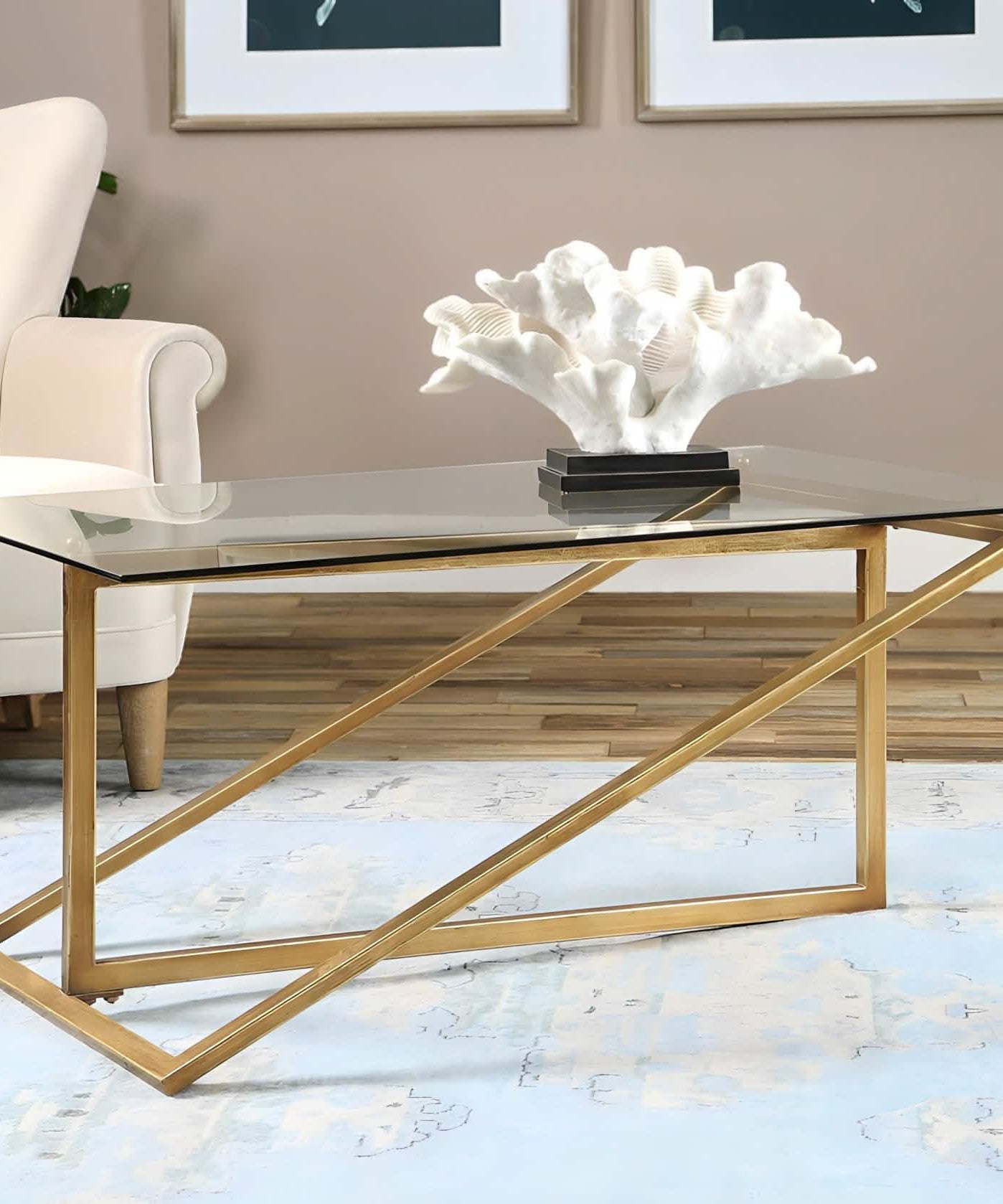 NArt210- ترابيزة قهوة بسطح زجاج