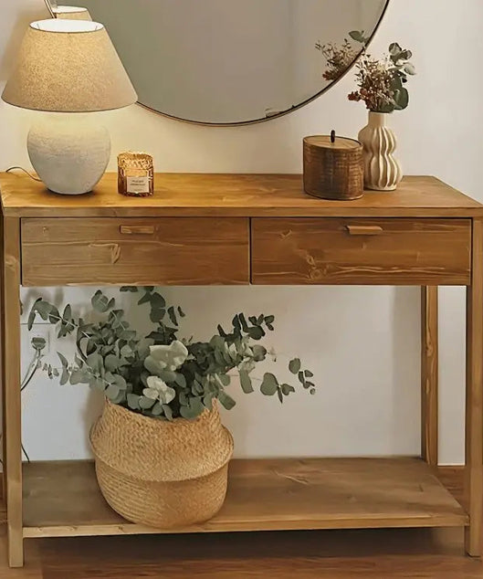 كونسول خشبي مع مرايا خشب سويد طبيعي - ROD225 - Homix