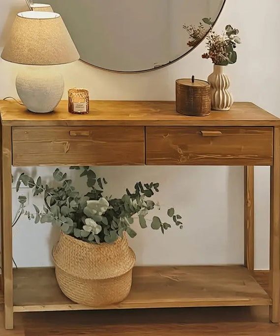 كونسول خشبي مع مرايا خشب سويد طبيعي - ROD225 - Homix