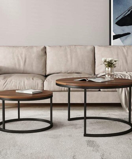 NArt26- ترابيزة قهوة متداخلة دائرية معدن