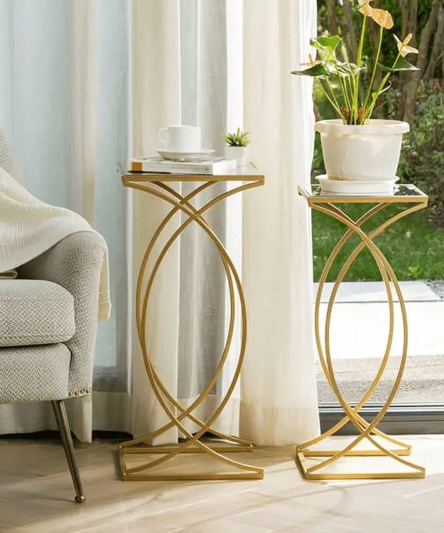 NArt9 - Metal Side Table with Glass Top