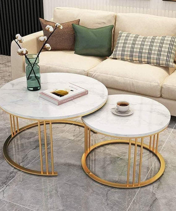 NArt7- Metal nesting coffee table with marble top