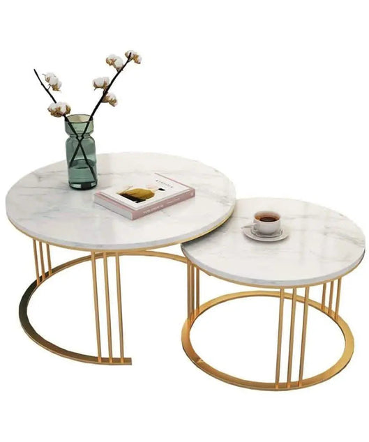 NArt7- ترابيزة قهوة متداخلة معدن بسطح رخام