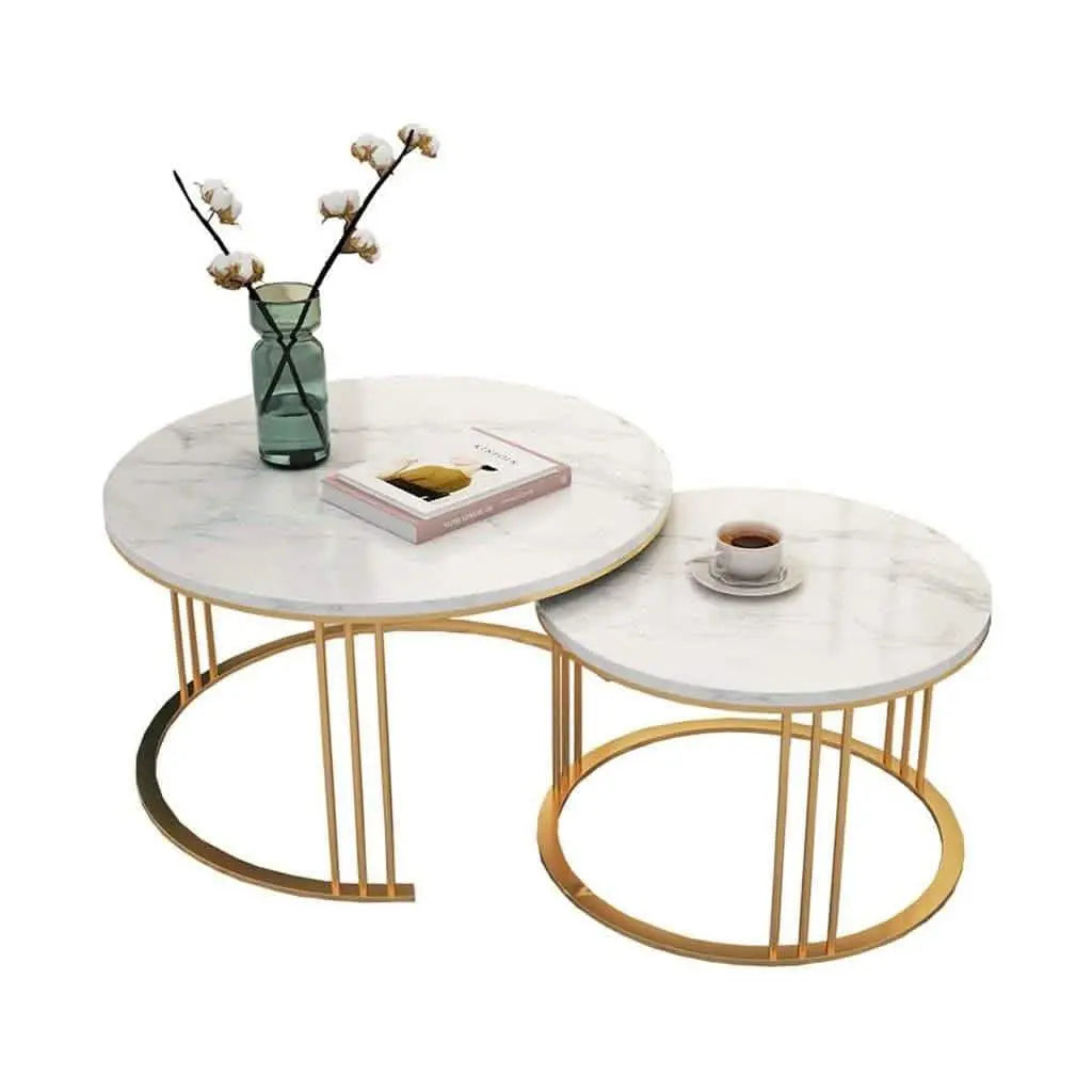 NArt7- ترابيزة قهوة متداخلة معدن بسطح رخام