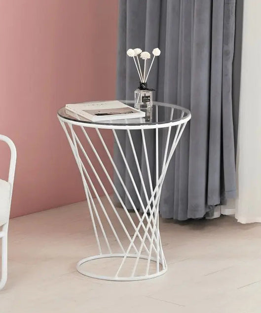 NArt5 - ترابيزة جانبية معدن بسطح زجاج