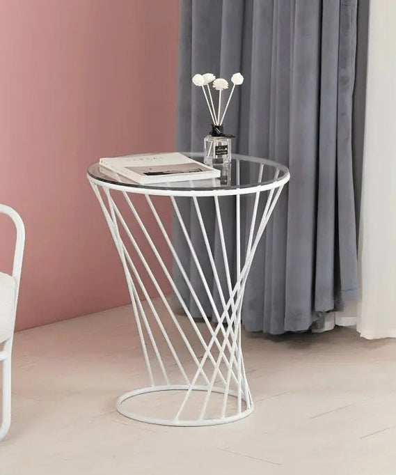 NArt5 - Metal Side Table with Glass Top