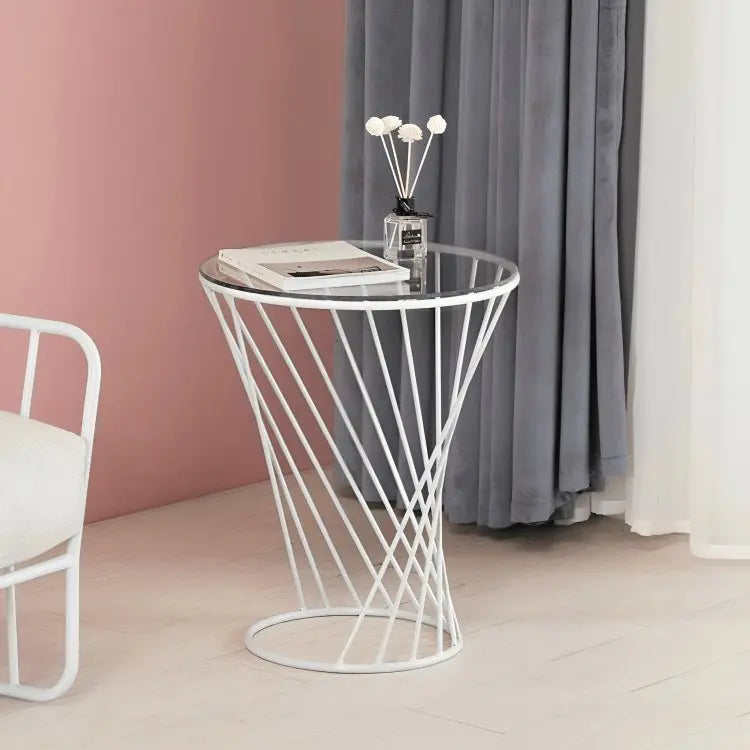 NArt5 - ترابيزة جانبية معدن بسطح زجاج