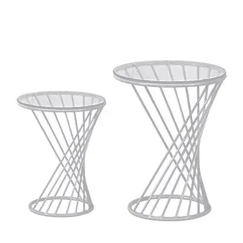 NArt5 - ترابيزة جانبية معدن بسطح زجاج