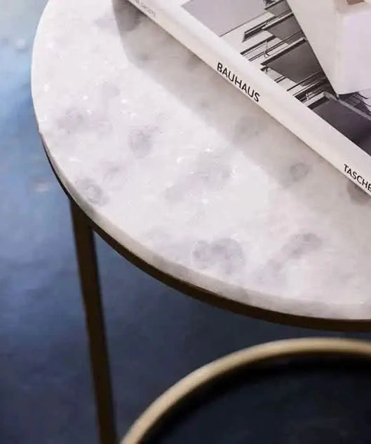 NArt115 - ترابيزة جانبية متداخلة معدن بسطح رخام