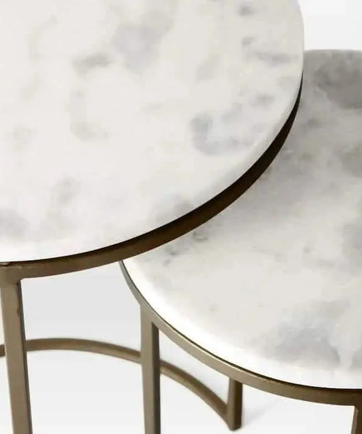 NArt115 - ترابيزة جانبية متداخلة معدن بسطح رخام