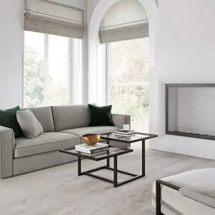 NArt104 - ترابيزة قهوة معدن بسطح زجاج