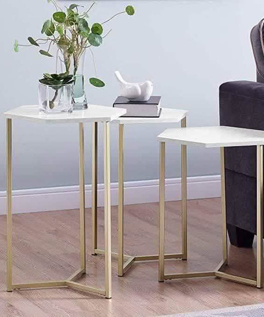 NArt91 - مجموعة ترابيزات جانبية معدن بسطح رخام