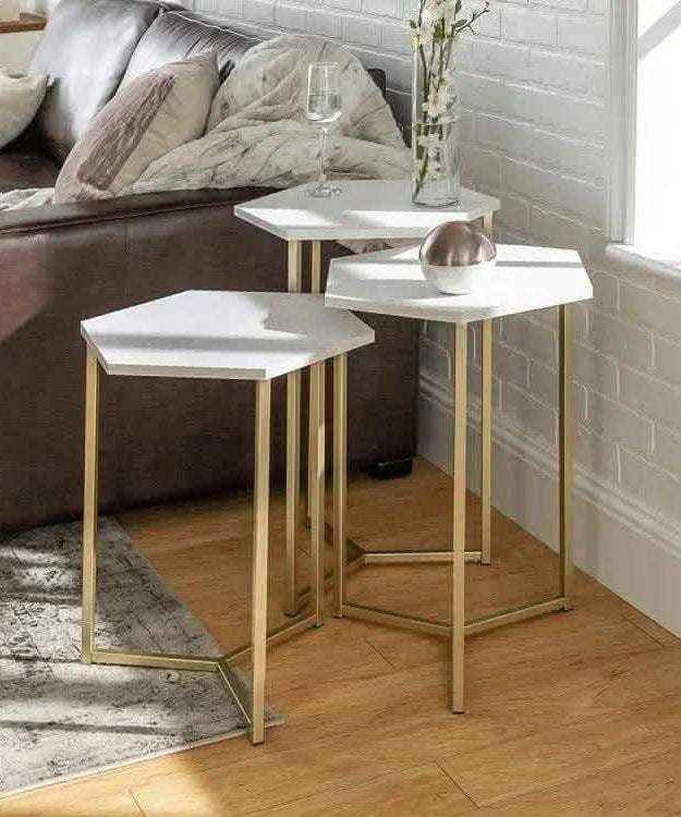 NArt91 - Metal Side Tables with Marble Top