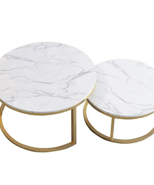 NArt76- ترابيزة قهوة متداخلة معدن بسطح رخام