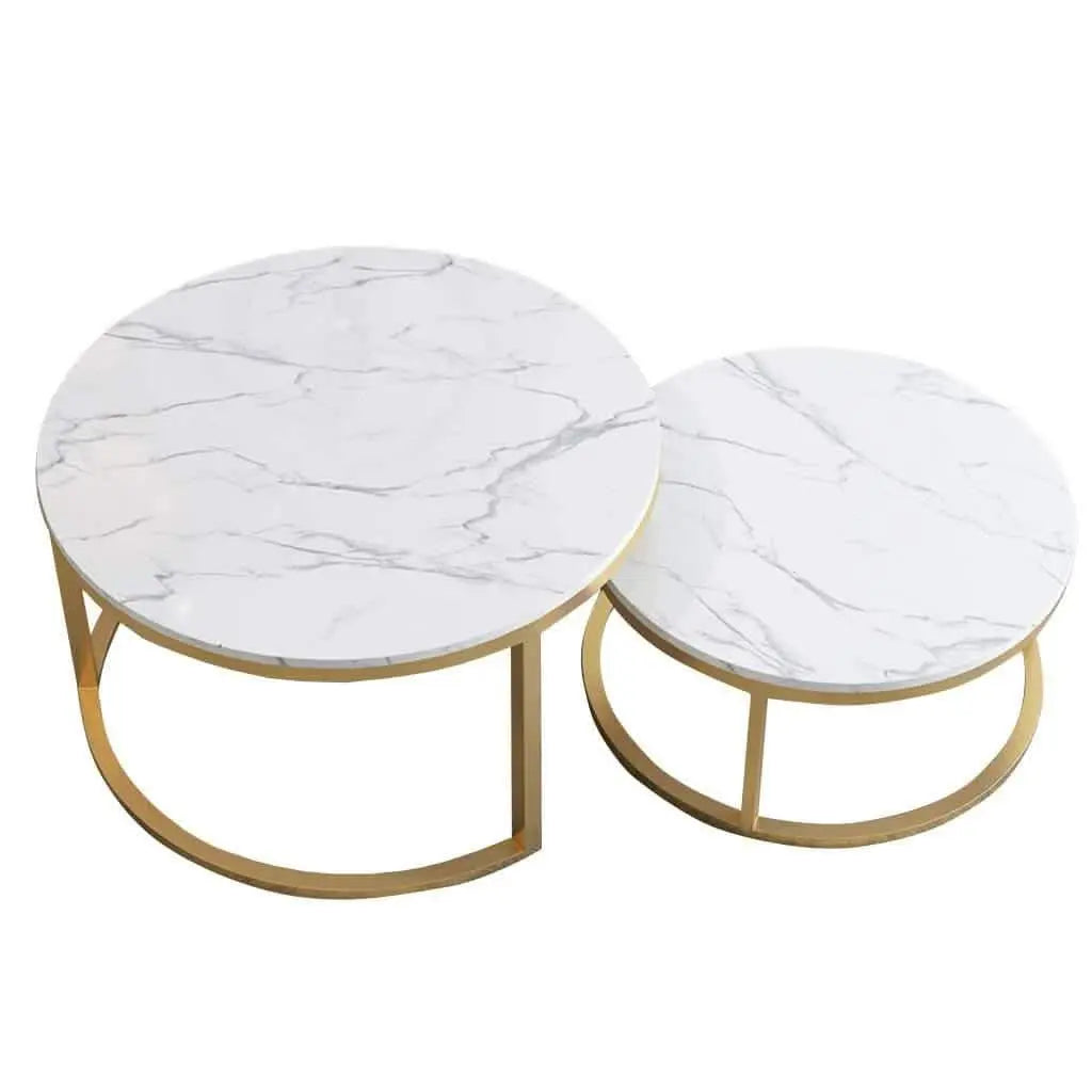 NArt76- ترابيزة قهوة متداخلة معدن بسطح رخام