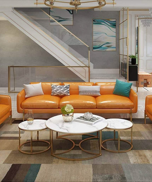 NArt75 - طقم ترابيزات قهوة معدن بسطح رخام