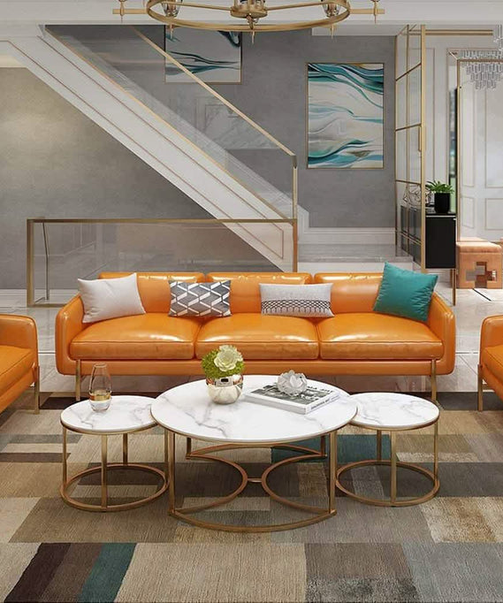 NArt75 - Metal coffee table set with marble top