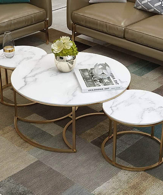 NArt75 - طقم ترابيزات قهوة معدن بسطح رخام