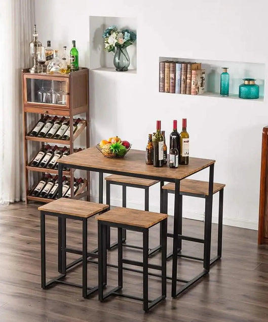 NArt73 - طقم سفرة معدن بسطح خشب