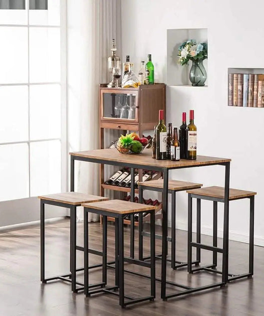 NArt73 - طقم سفرة معدن بسطح خشب