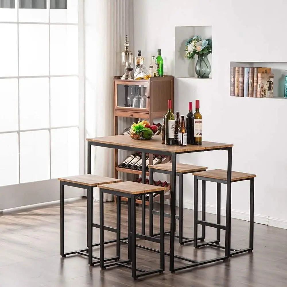 NArt73 - طقم سفرة معدن بسطح خشب