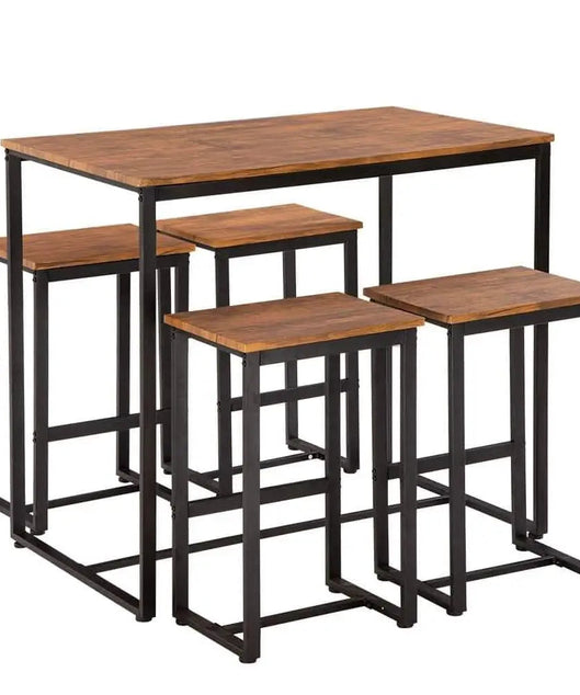 NArt73 - طقم سفرة معدن بسطح خشب