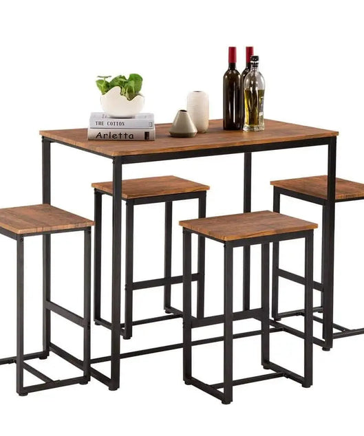 NArt73 - طقم سفرة معدن بسطح خشب