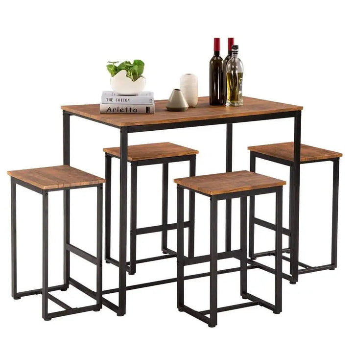 NArt73 - Metal dining set with a wooden top