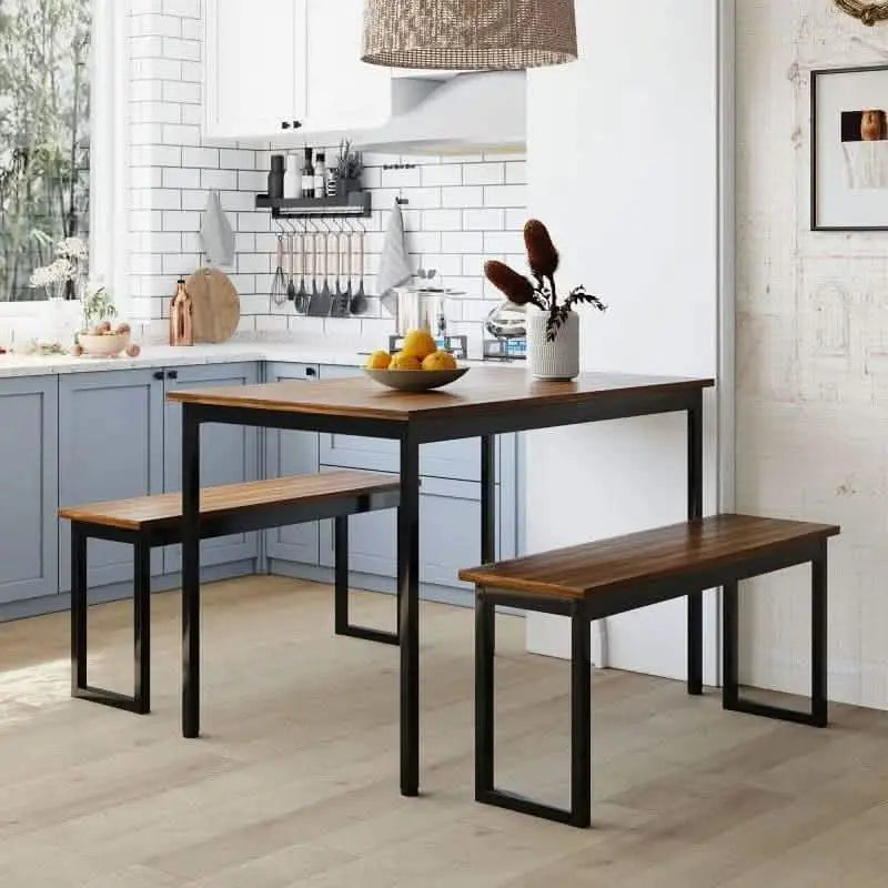 NArt72 - طقم سفرة معدن بسطح خشب