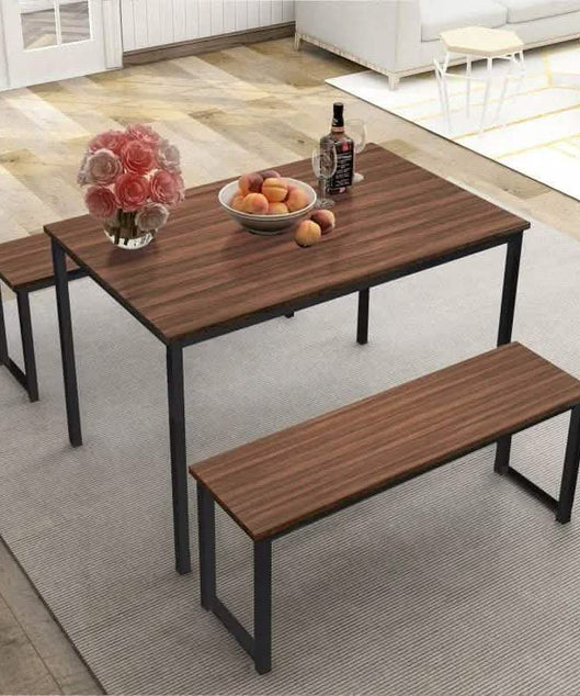 NArt72 - طقم سفرة معدن بسطح خشب