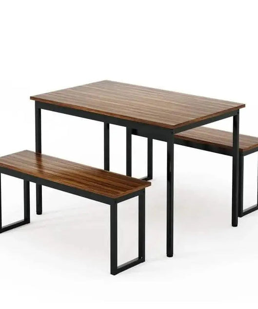 NArt72 - طقم سفرة معدن بسطح خشب