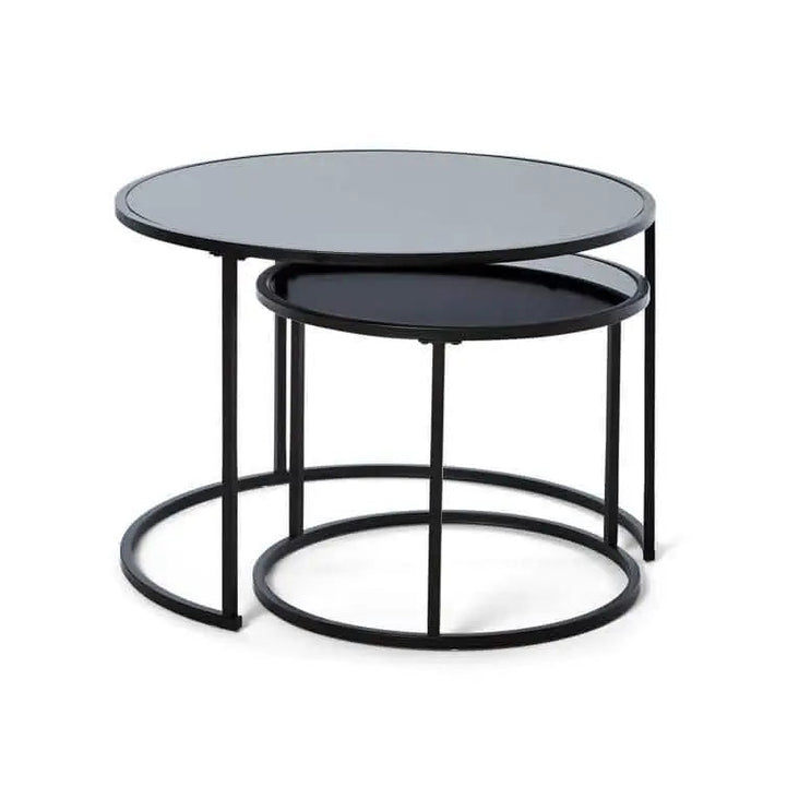 NArt70 - Metal Nesting Coffee Table with Glass Top