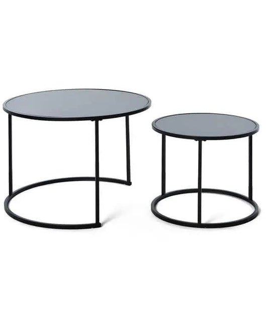 NArt70 - ترابيزة قهوة متداخلة معدن بسطح زجاج