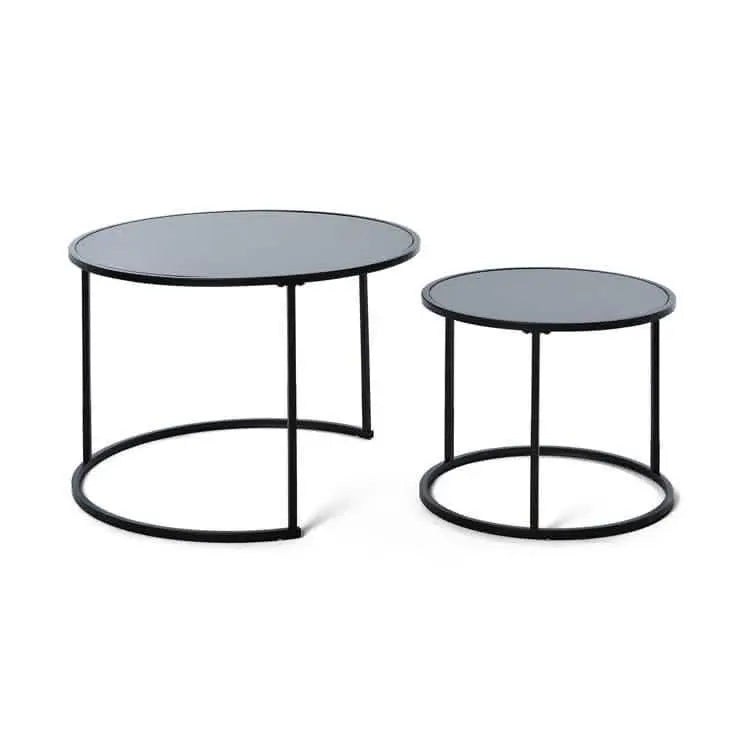 NArt70 - ترابيزة قهوة متداخلة معدن بسطح زجاج