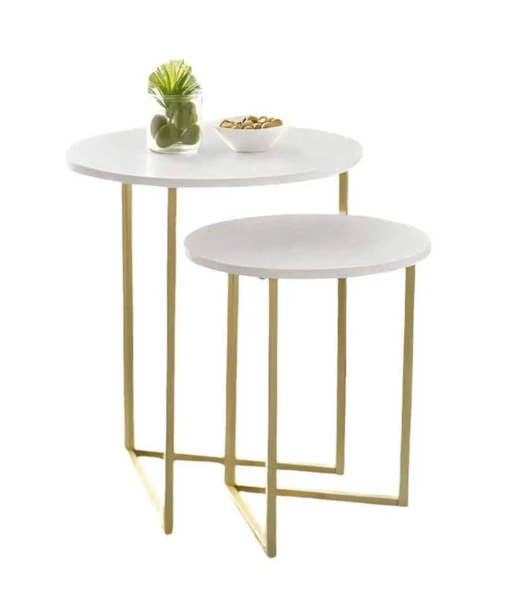 NArt69- Metal Nesting Side Table with Marble Top