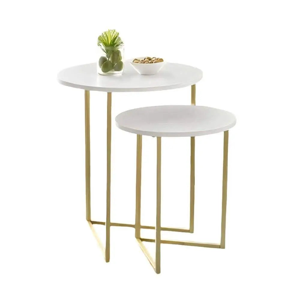 NArt69- ترابيزة جانبية متداخلة معدن بسطح رخام