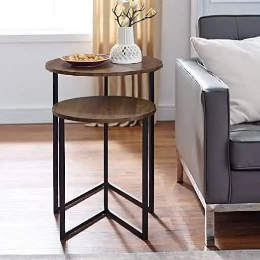 NArt68 - Metal Nesting Side Table with Wood Top